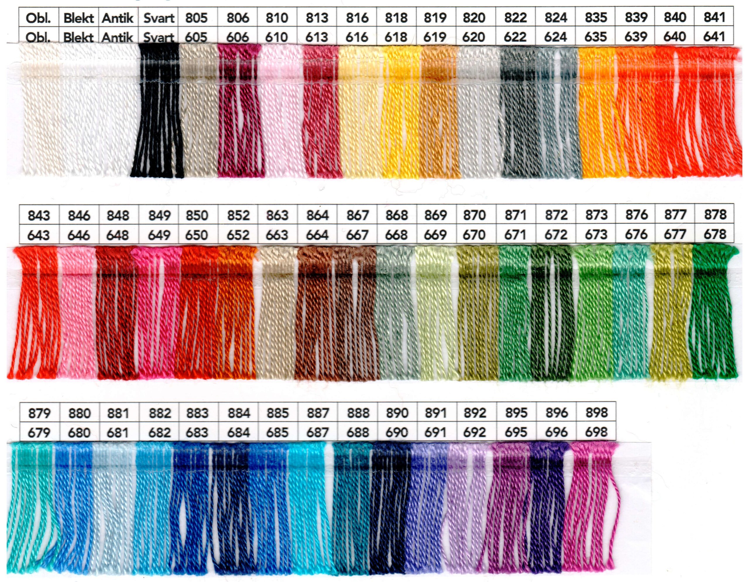 Digital Shade Card – Garnhuset Mercerised Cotton 8/2 and 16/2