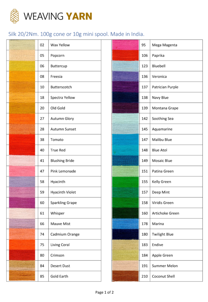 Digital Shade Card - Silk 20/2Nm