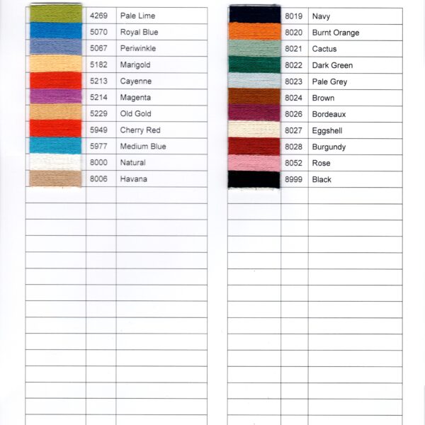 Digital Shade Card - Brassard Bamboo 8/2 and 16/2