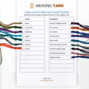 Colour card for Valley Yarns Tencel - tonal and variegated colours.