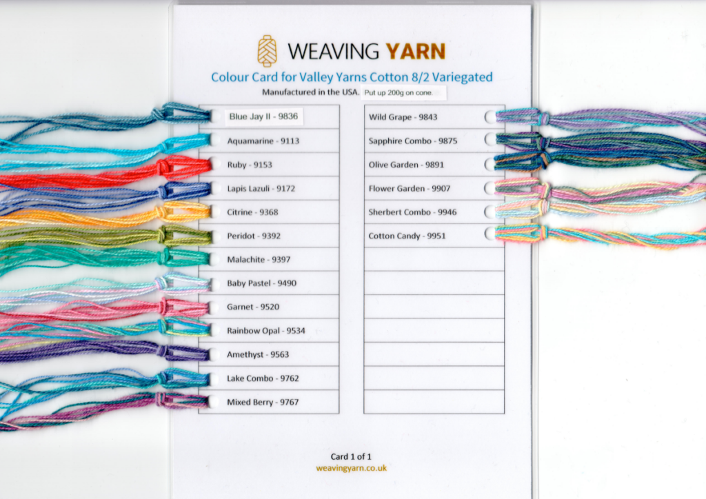 Colour Card for Valley Yarns Cotton 8/2 Variegated