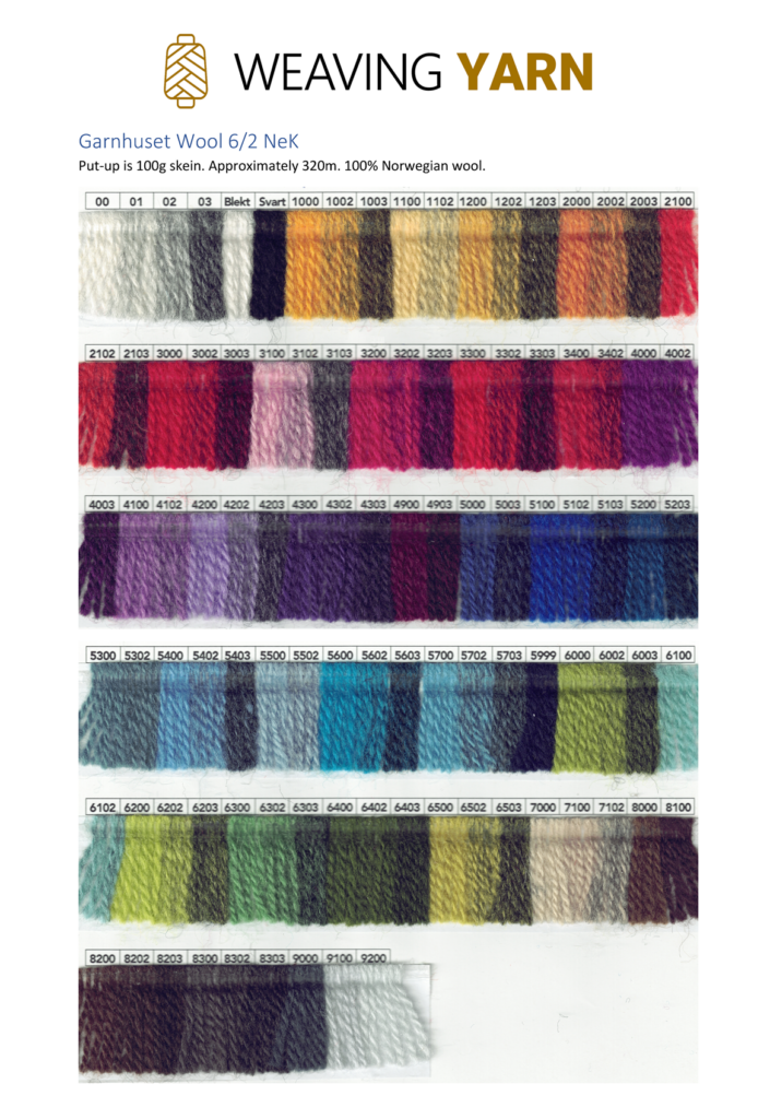 Digital Colour Card - Garnhuset Wool 6/2