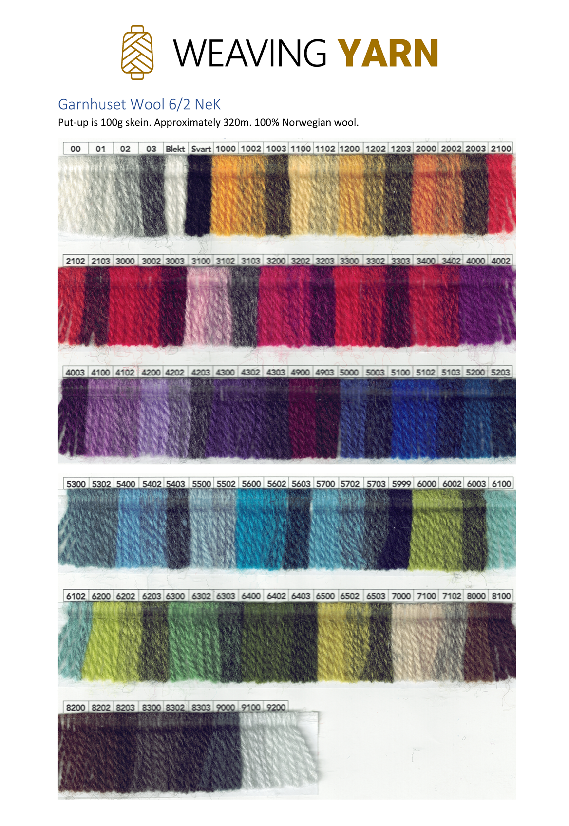 Digital Colour Card - Garnhuset Wool 6/2 - Image 1